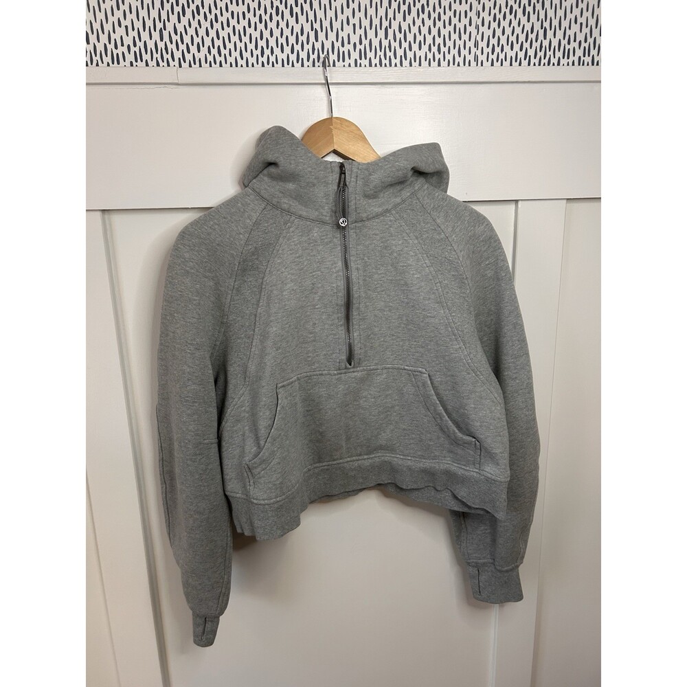 Lululemon Scuba Gray Fleece 1/2 Zip Hoodie Women's Pullover with Pockets